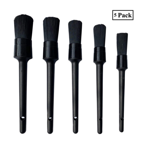 5-Piece Boar's Hair Auto Detailing Brush Set – For Vehicle Interior and Wheels