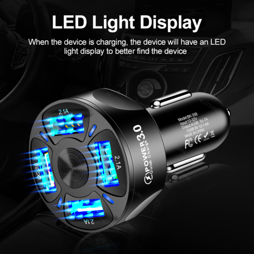 Fast Car Charger 4x USB 7A QC3.0