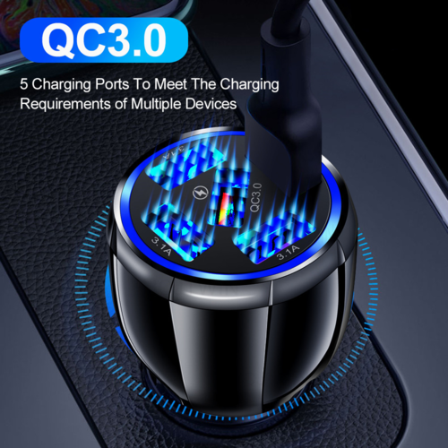 Fast Car Charger 15W 5x USB QC3.0