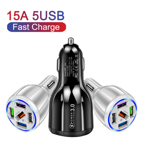 Fast Car Charger 15W 5x USB QC3.0