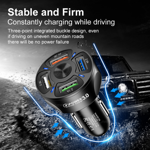 Fast Car Charger 4x USB 7A QC3.0
