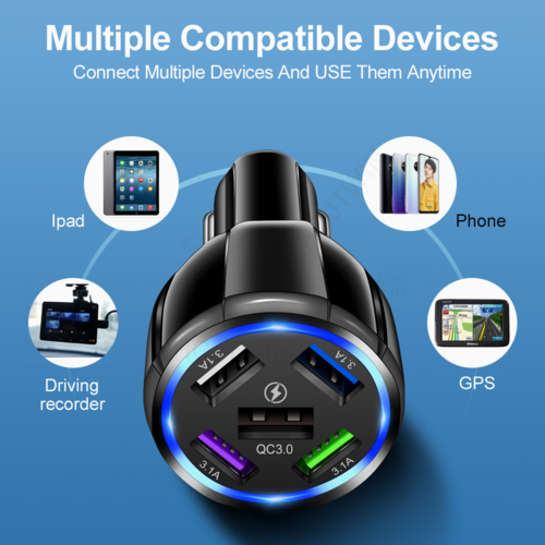 Fast Car Charger 15W 5x USB QC3.0