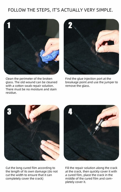 Car glass repair tool kit (set of 5 bottles)